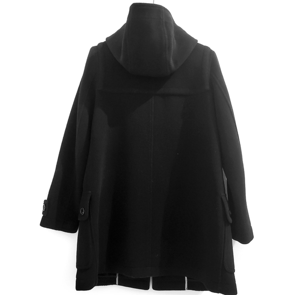 Burberry Burwood Black 100% Wool Duffle Toggle & Zip Hooded Coat - Picture 3 of 12
